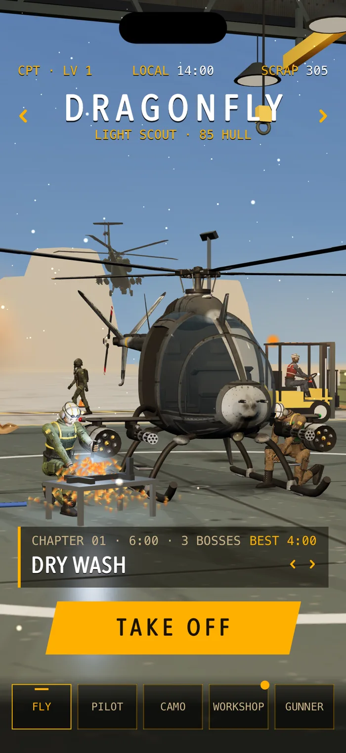 Ангар Rotorstorm: вертолёт Dragonfly и наземная команда